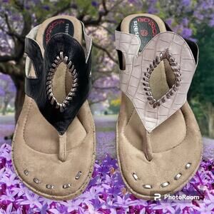 Modzori Reversibles Women's 12 Faux Leather Black White Snakeskin Wedge Sandals